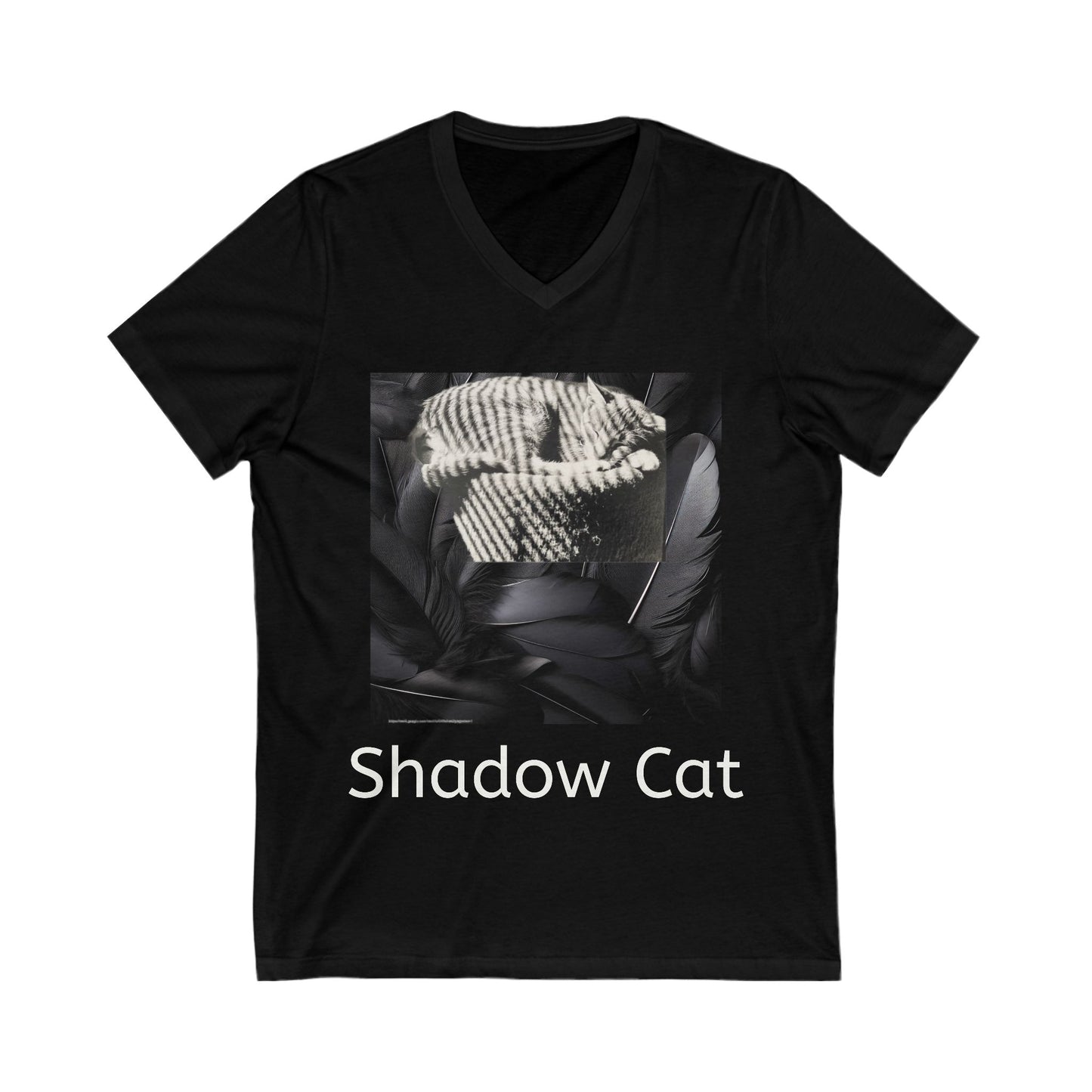 Shadow Cat V-Neck Tee — Unisex Cat Lover Graphic Shirt
