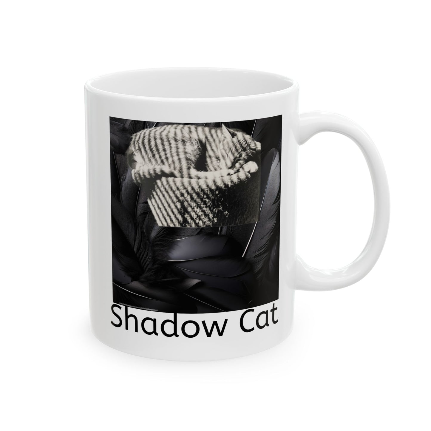 Shadow Cat Ceramic Mug — Elegant Cat Lover Coffee Cup