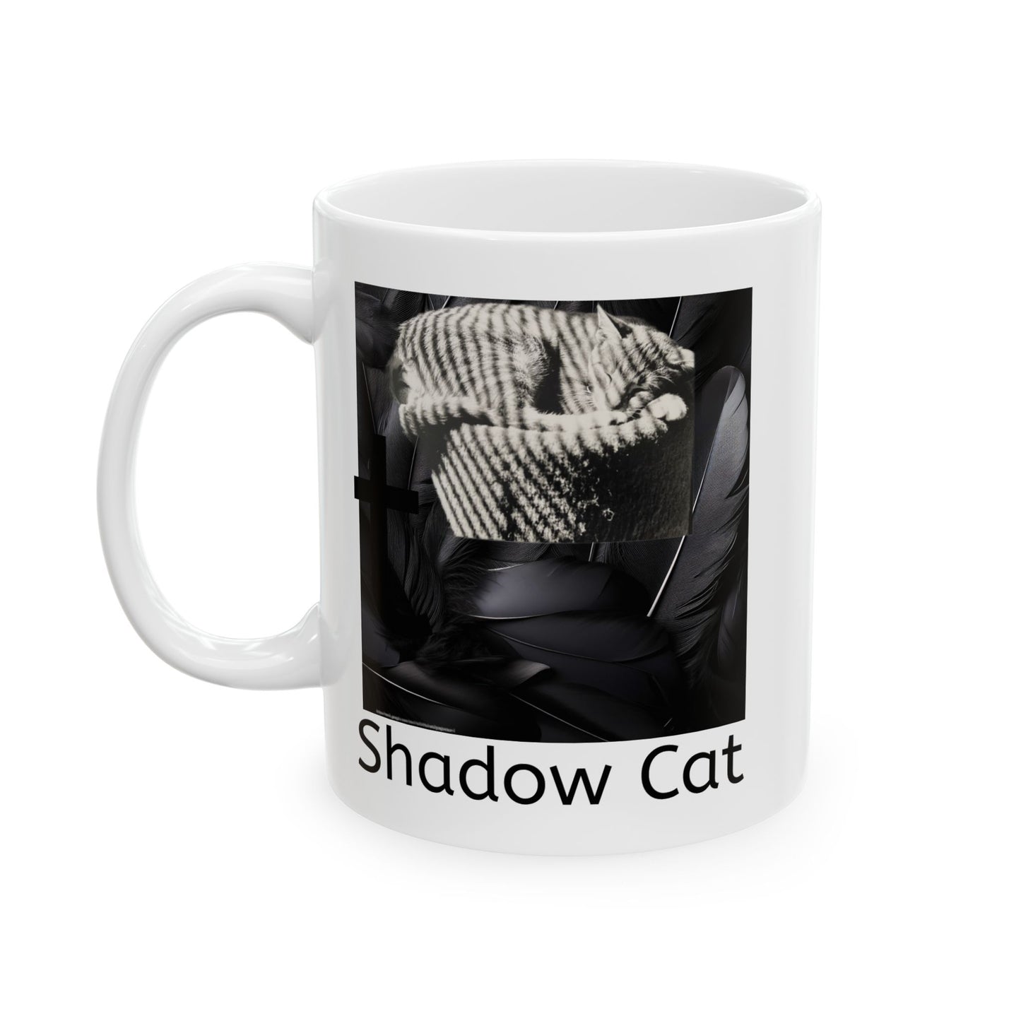 Shadow Cat Ceramic Mug — Elegant Cat Lover Coffee Cup