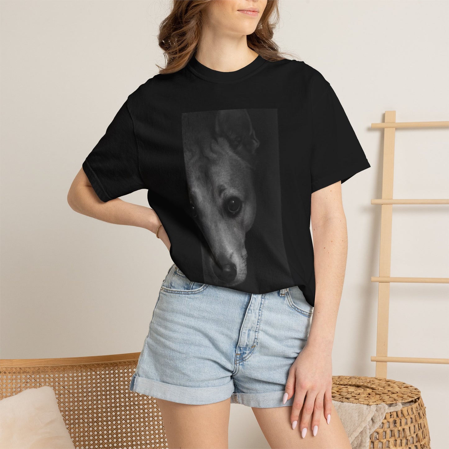Dog Portrait Tee — Monochrome Photo Graphic T‑Shirt