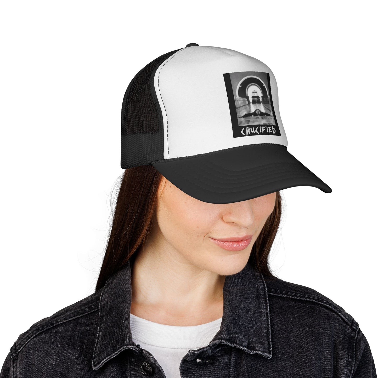 Crucified Photo Trucker Cap - Vintage Gothic Jesus Mesh Hat