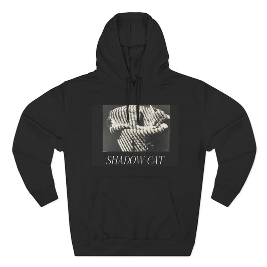 Shadow Cat Hoodie — Vintage Noir Three-Panel Graphic Hoodie