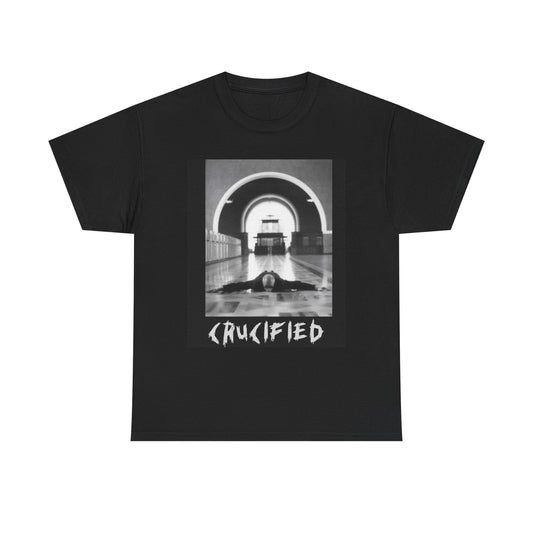Crucified Band Tee - Black & White Gothic Photo Graphic T-Shirt