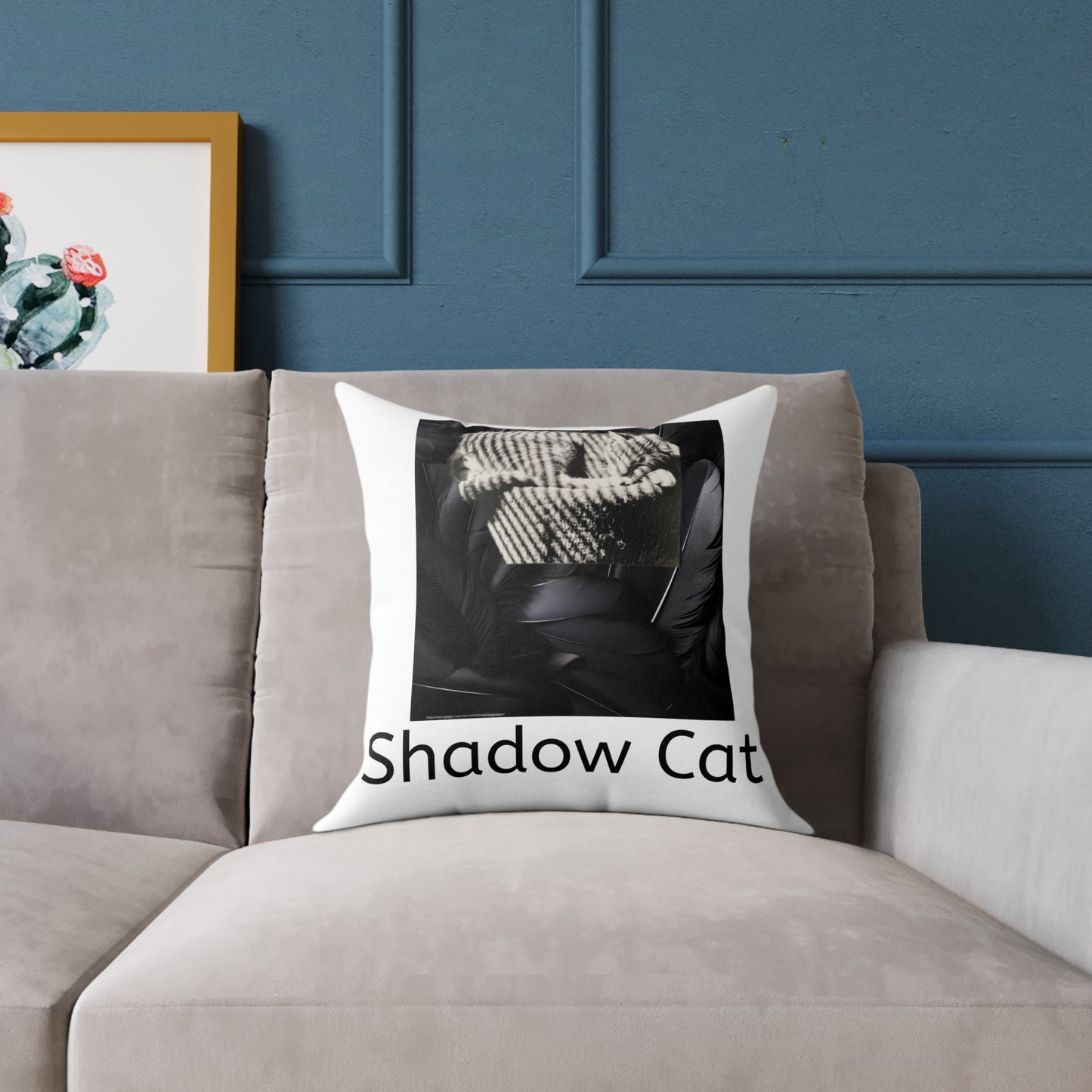 Shadow Cat Art Throw Pillow — Cat Lover Home Decor